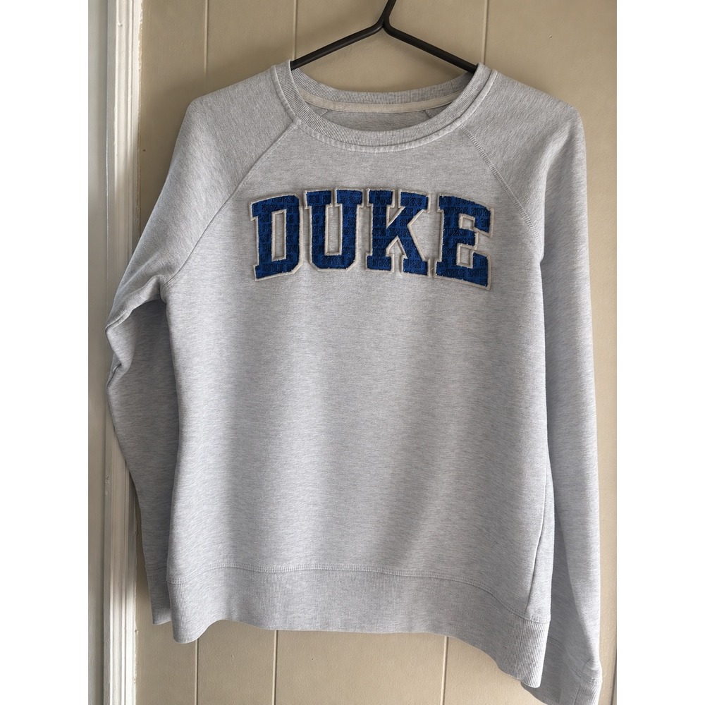 Campus Crew Duke University Sweatshirt Gray Blue Applique Raglan Pullover Womens